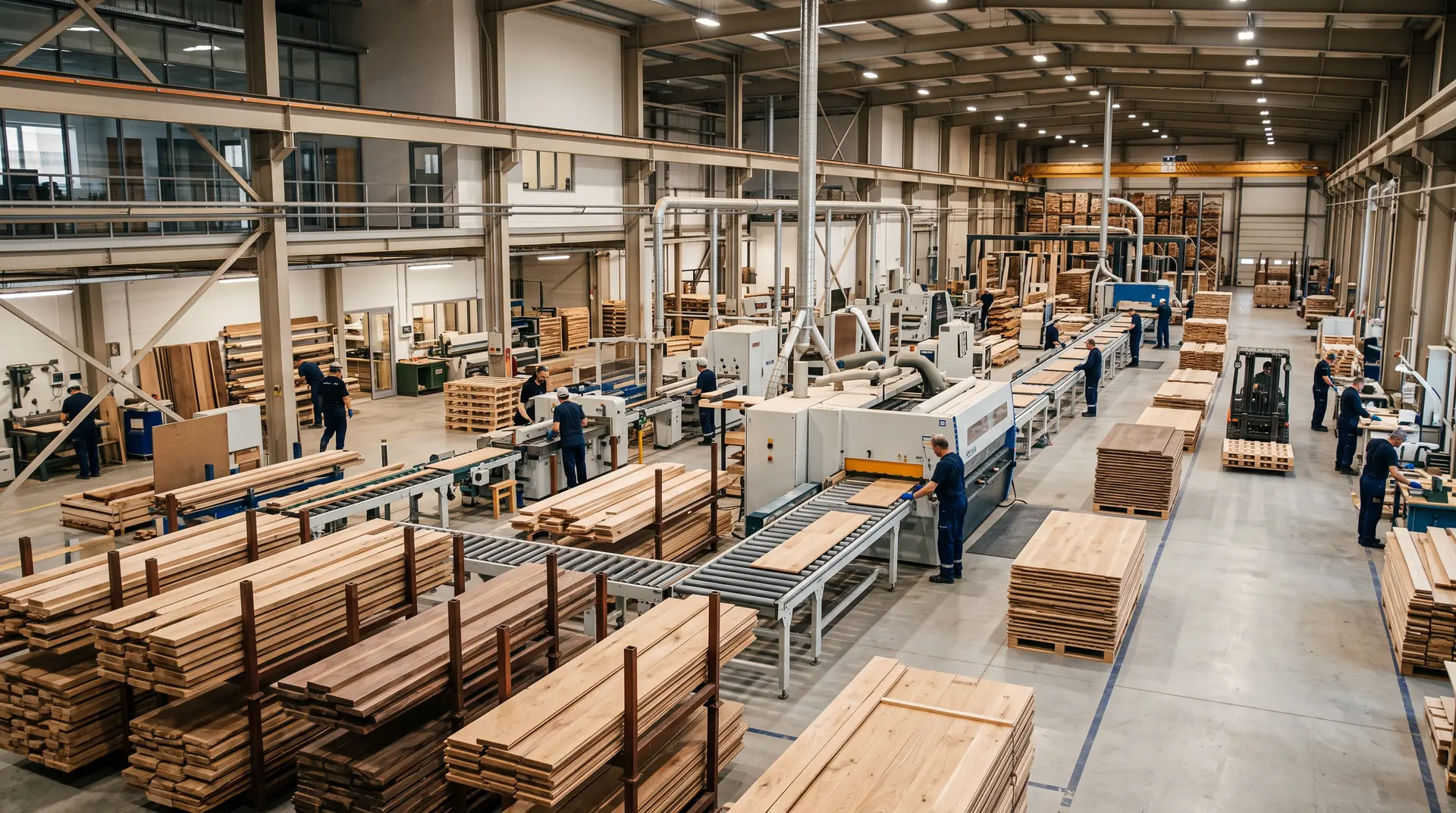 Modern wood flooring manufacturing factory